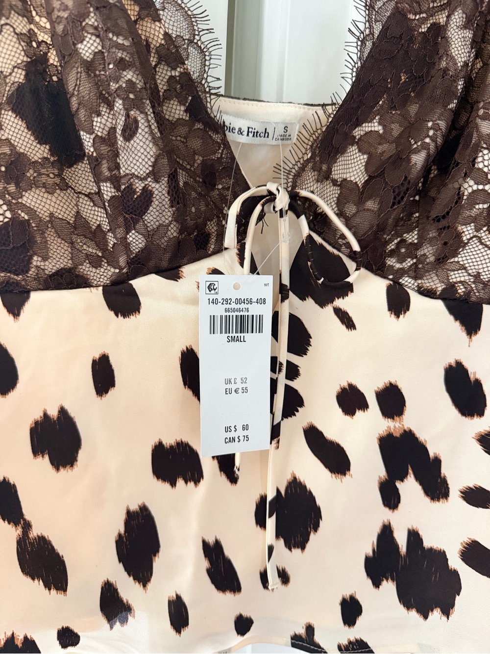 Abercrombie Silk Lace Cow-Print Camisole Top - Picture 3 of 4